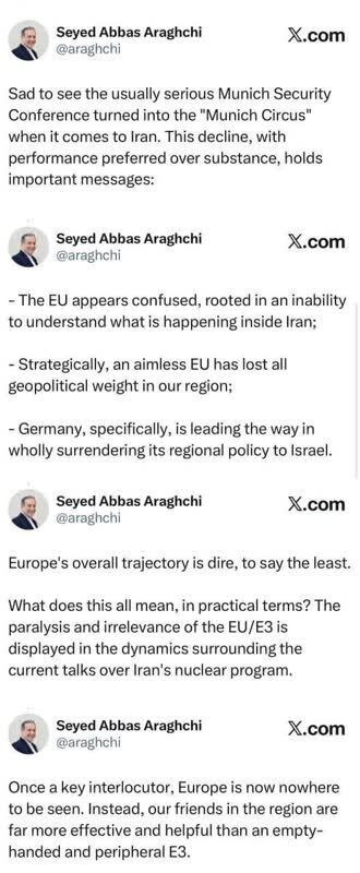Pagpuna ni Abbas Araghchi sa European Union at sa Munich Security Conference