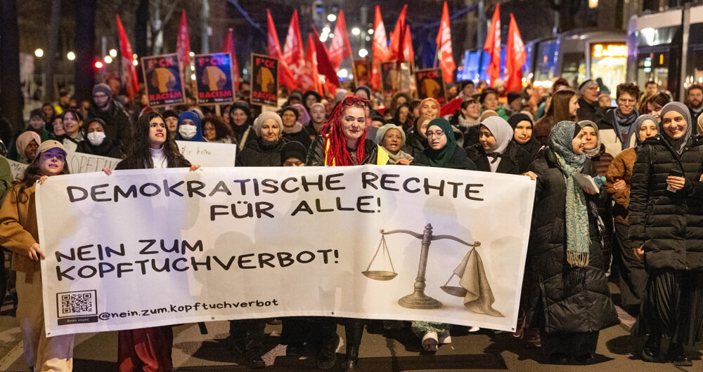 Protesters Rally in Vienna Against Headscarf Ban in Schools