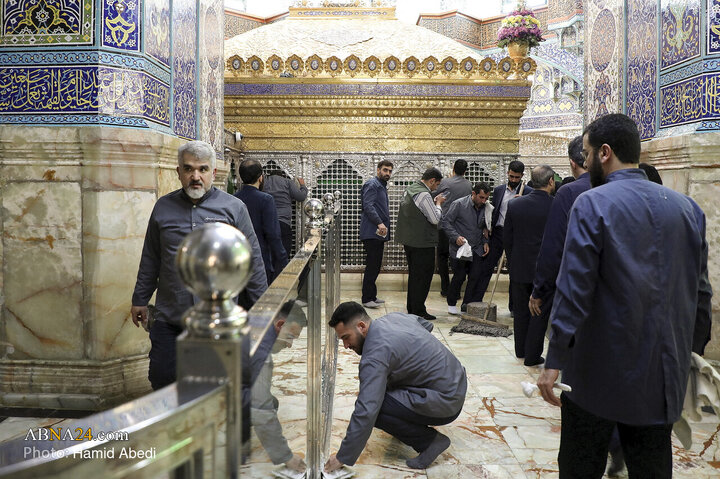 تنظیف مضجع شریف حرم حضرت معصومه(س)