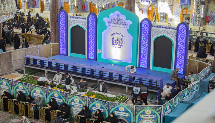 تقرير مصور/ استعدادات وتحضيرات في الصحن الحسيني لإقامة الختمة القرآنية الرمضانية