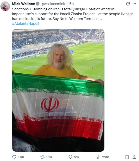 بر افراشتن پرچم ایران توسط سیاست‌مدار ایرلندی در جریان فوتبال سری‌آ ایتالیا