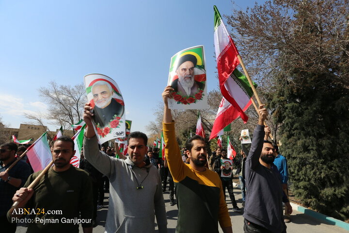 تجمع دانشجویان دانشگاه صنعتی اصفهان در محکومیت جنایات آمریکا و اسرائیل