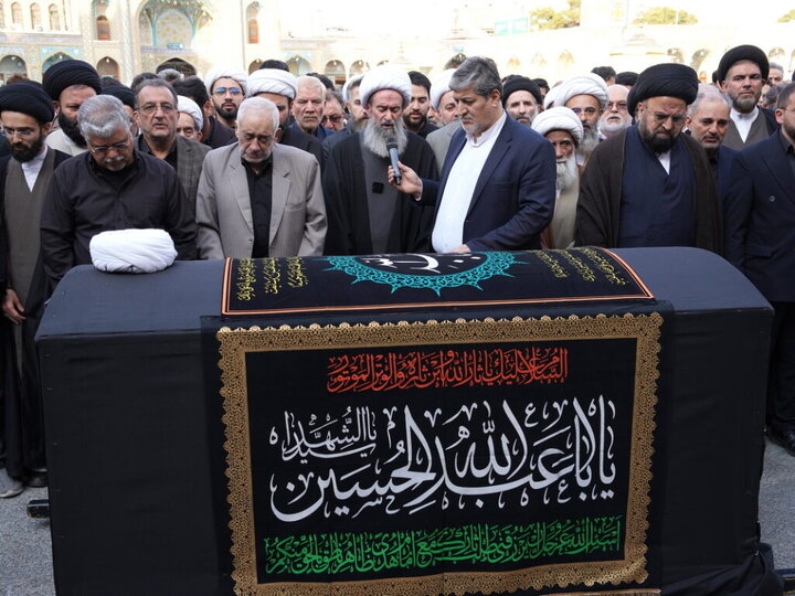 تشییع پیکر آیت‌الله مامقانی در حرم حضرت فاطمه معصومه(س)