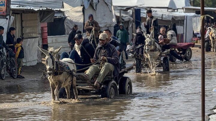 گزارش تصویری | اوضاع وخیم آوارگان غزه در پی جاری شدن سیل