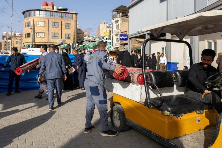 تقرير مصور/ تهيئة أماكن لاستراحة الزائرين في محيط العتبة العباسية المقدسة