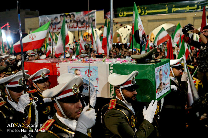 تقرير مصور/ مراسم خاصة باستقبال جثمان اللواء الركن الشهيد "الموسوي" عند حرم السيد موسى المبرقع(ع)