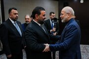 Qalibaf Akutana na Spika wa Bunge la Iraq Pembeni ya Shughuli za Maombolezo Tehran