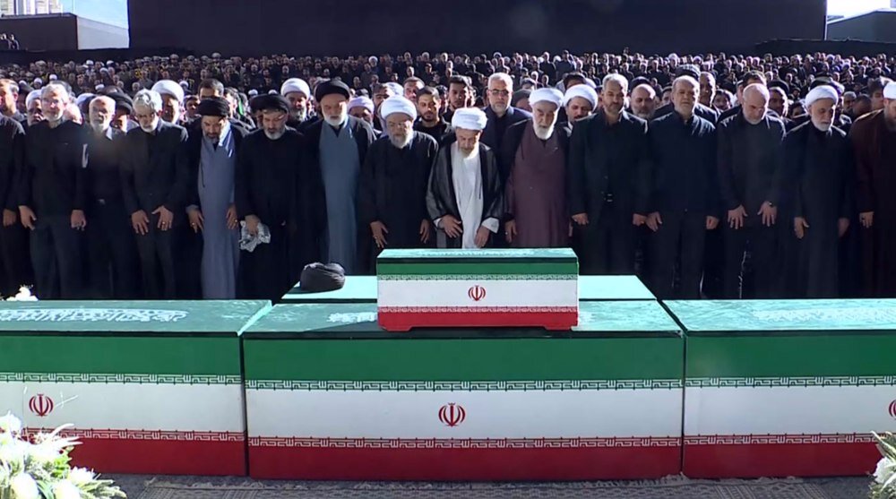 Massive Crowds Perform Funeral Prayers for Martyred Leader at Imam Khomeini Mosalla