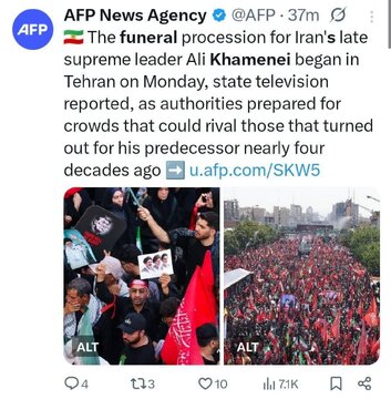 AFP: Ang libing ng Pinunong Martir ay maaaring isa sa pinakamalaking paghahatid sa kasaysayan ng Iran