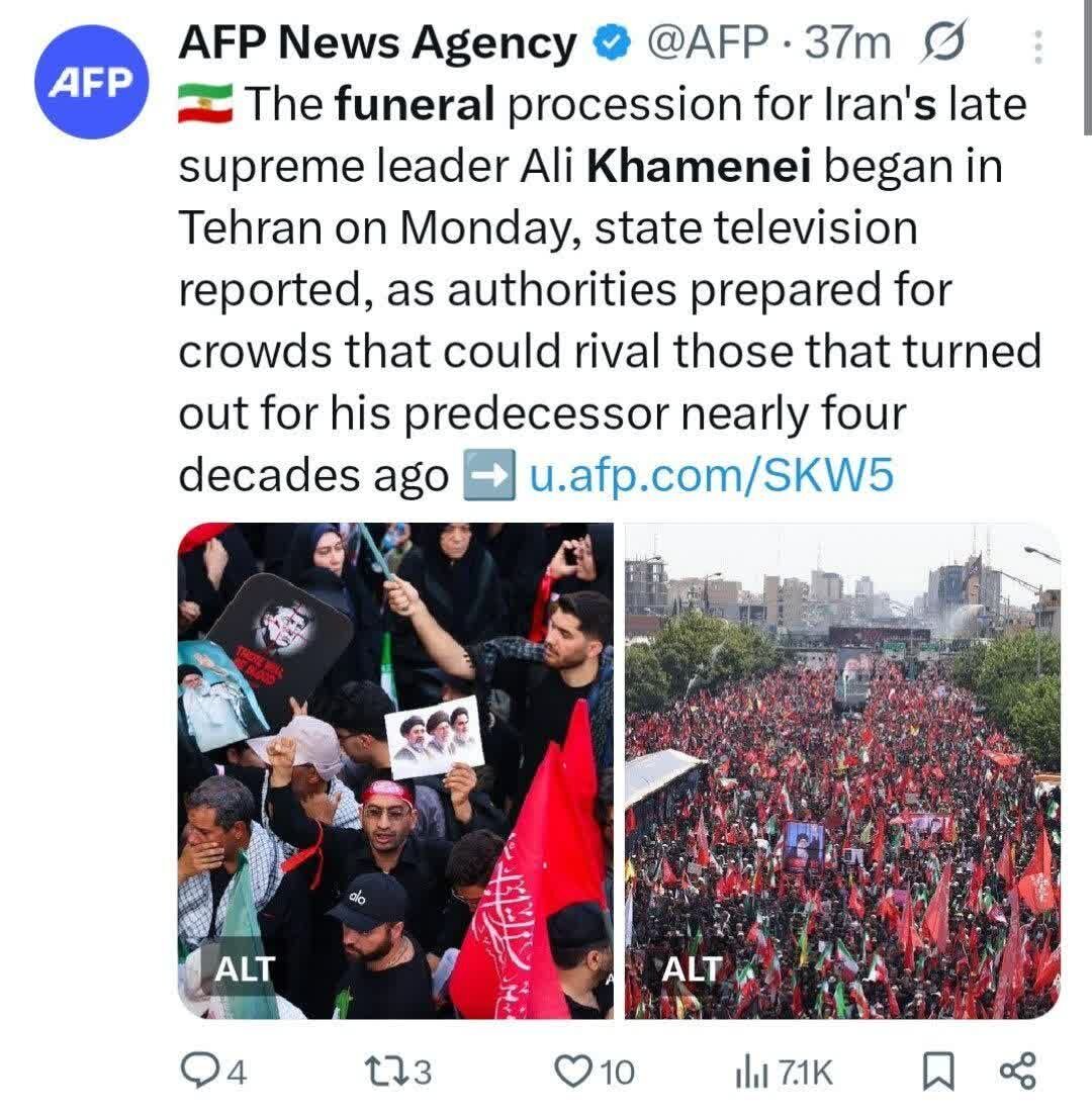 AFP: Ang libing ng Pinunong Martir ay maaaring isa sa pinakamalaking paghahatid sa kasaysayan ng Iran