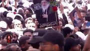 Vîdyo | Pêşwaziya cesedê pîroz yê Rêberê Şehîd ê Şoreşê li Eywanê Zêrîn ê Hêriya Hezretê Elî (s.x)