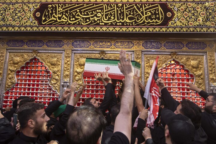 تقرير مصور/ مراسم تشييع جثامين الإمام الخامنئي (رض) وعائلته في العتبة العباسية المقدسة