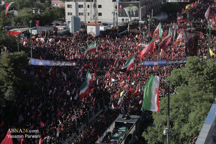 تقرير مصور/ مشهد من السماء..الجموع الغفيرة في تشييع الجثمان الطاهر للشهيد القائد الخامنئي بمدينة مشهد