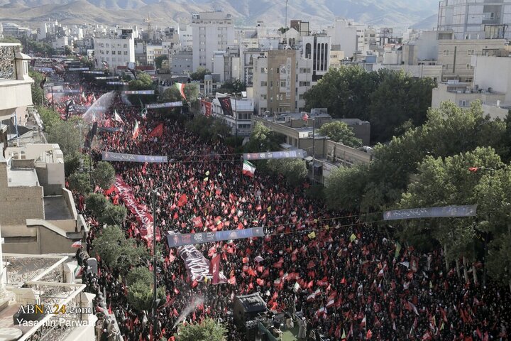تقرير مصور/ مشهد من السماء..الجموع الغفيرة في تشييع الجثمان الطاهر للشهيد القائد الخامنئي بمدينة مشهد