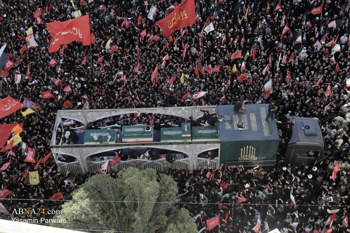 تقرير مصور/ مشهد من السماء..الجموع الغفيرة في تشييع الجثمان الطاهر للشهيد القائد الخامنئي بمدينة مشهد