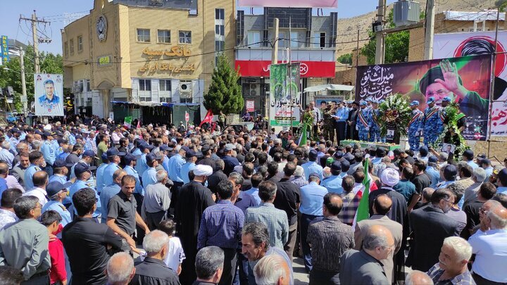 تشییع پیکر  شهید حمله هوایی دشمن تروریستی آمریکا به پایگاه هوایی بوشهر در سپیدان