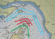 Larawan ng 3 umiiral na ruta sa Strait of Hormuz