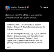 Biglaang pagkamatay ni Lindsey Graham, senador ng Amerika na laban sa Iran at Republikano