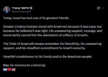 Reaksyon ni Ben Gvir sa balita ng pagkamatay ni Graham: Nawalan ng kaibigan ang Israel