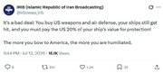 Mapang-uyam na Mensahe ng X Account ng IRIB sa Ilang mga Bansa sa Persian Gulf:
