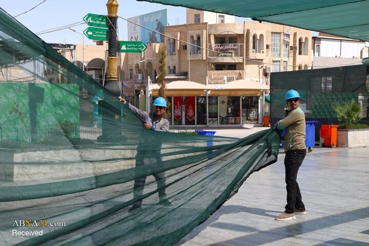 نصب ۶ هزار مترمربع سایه‌بان در مسجد کوفه برای استقبال از زائران اربعین