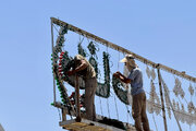 Photos: Efforts of Hazrat Masoumeh Shrine's Servants to Prepare Arbaeen Mawkib at Pillar 1080