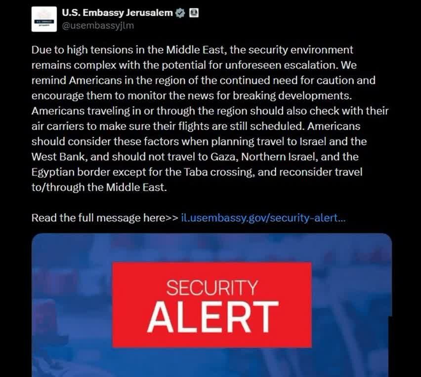 Ang mga Babalang Pangseguridad ng Amerika ay Dumating sa Okupadong Palestine