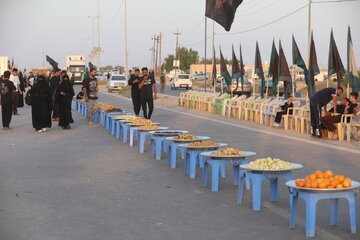 تقرير مصور/ عامل بناء يخدم الالاف الزائرين في قضاء الجبايش منذ (20) عاما يضع (75) صينية فاكهة يوميا