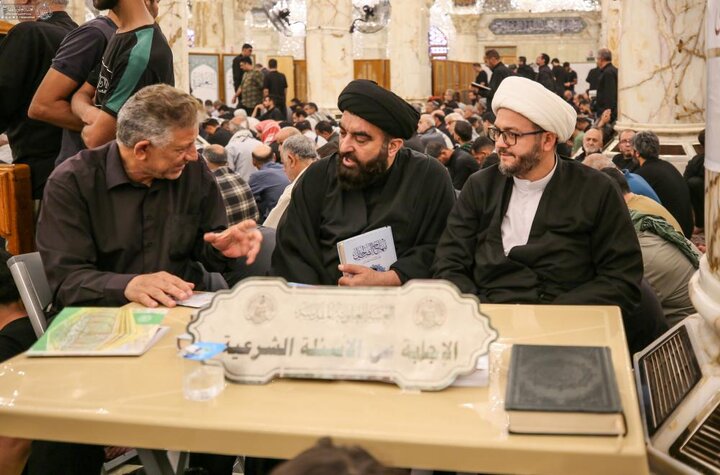 تقرير مصور/ محطات الاستفتاء الشرعي والإرشاد الفقهي لخدمة زائري الأربعين في العتبة العلوية المقدسة