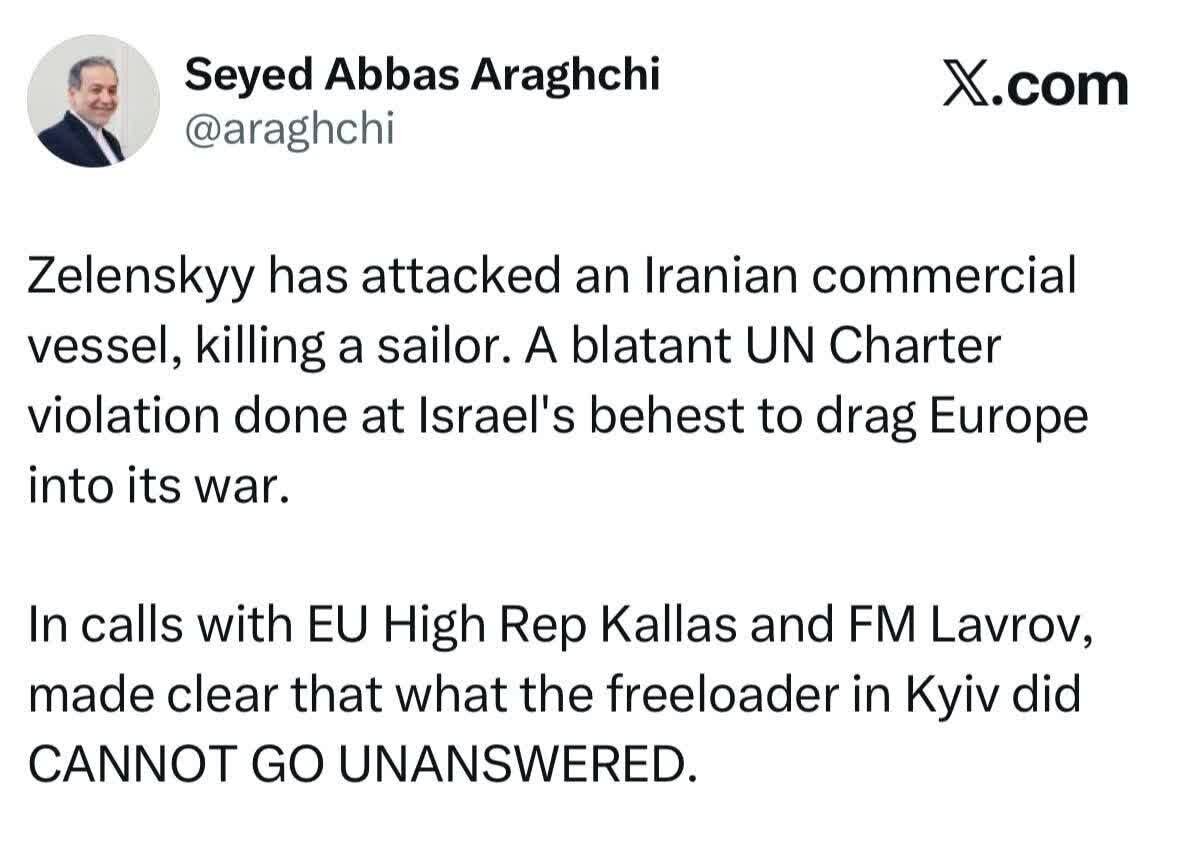 Araghchi: Ang aksyon ng Ukraine ay hindi mananatiling walang tugon