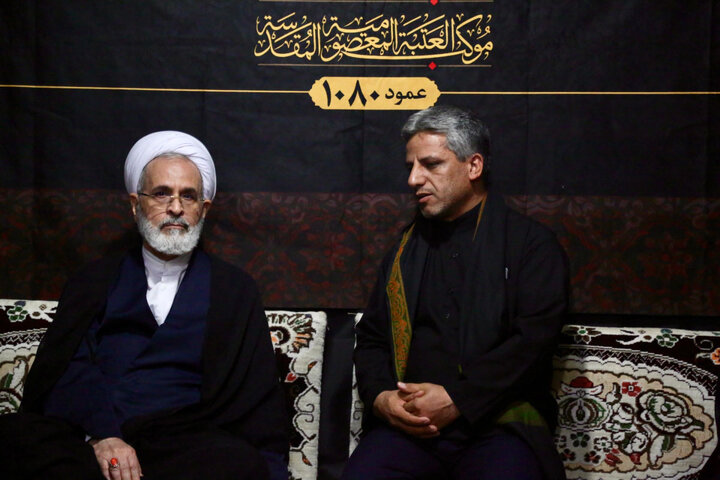 Photos: Ayatollah Arafi Visits Mawkib of Hazrat Masoumeh Holy Shrine on Arbaeen Pedestrian Route