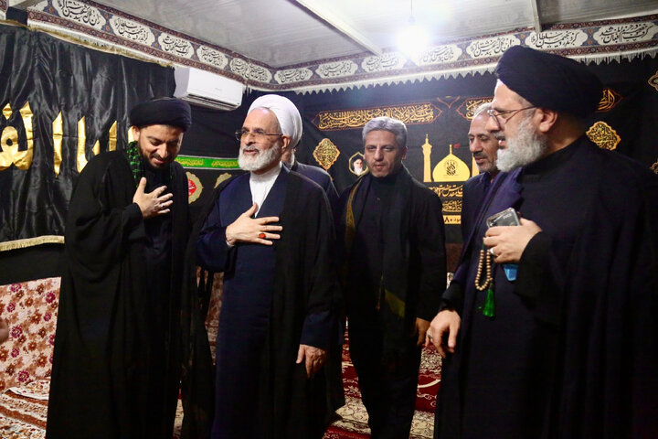 Photos: Ayatollah Arafi Visits Mawkib of Hazrat Masoumeh Holy Shrine on Arbaeen Pedestrian Route