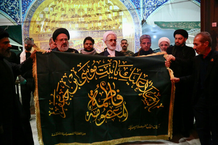 Photos: Ayatollah Arafi Visits Mawkib of Hazrat Masoumeh Holy Shrine on Arbaeen Pedestrian Route