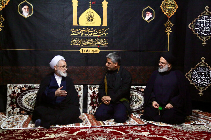 Photos: Ayatollah Arafi Visits Mawkib of Hazrat Masoumeh Holy Shrine on Arbaeen Pedestrian Route