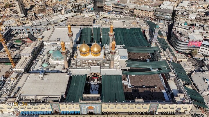 گسترش سایه‌بان‌های حرم کاظمین برای استقبال از میلیون‌ها زائر اربعین