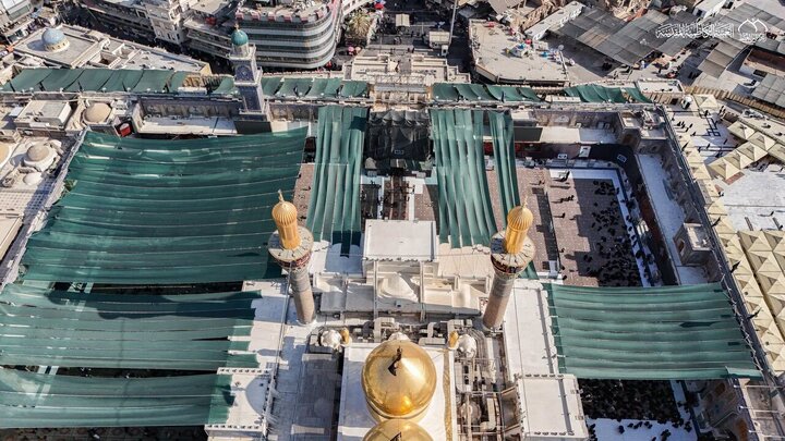 Informe fotográfico | El Santuario de Al-Kazimíya amplía las zonas de sombra para recibir a millones de peregrinos durante Arbaín