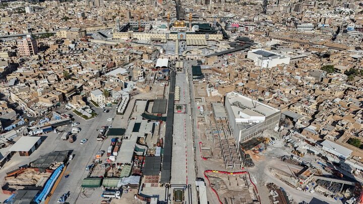 Informe fotográfico | El Santuario de Al-Kazimíya amplía las zonas de sombra para recibir a millones de peregrinos durante Arbaín