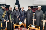 Photos: Servants of Hazrat Masoumeh Shrine's Mawkib Meet with Officials of Al-Abbas Shrine in Holy Karbala