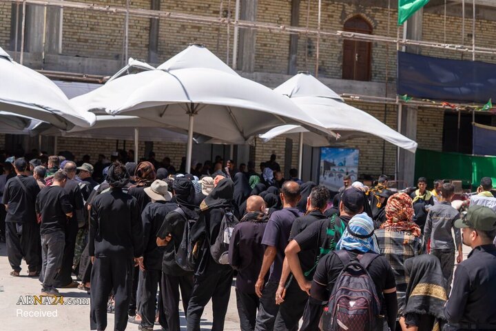خدمت‌رسانی شبانه‌روزی به زائران اربعین در آستان حضرت شریفه(س) عراق