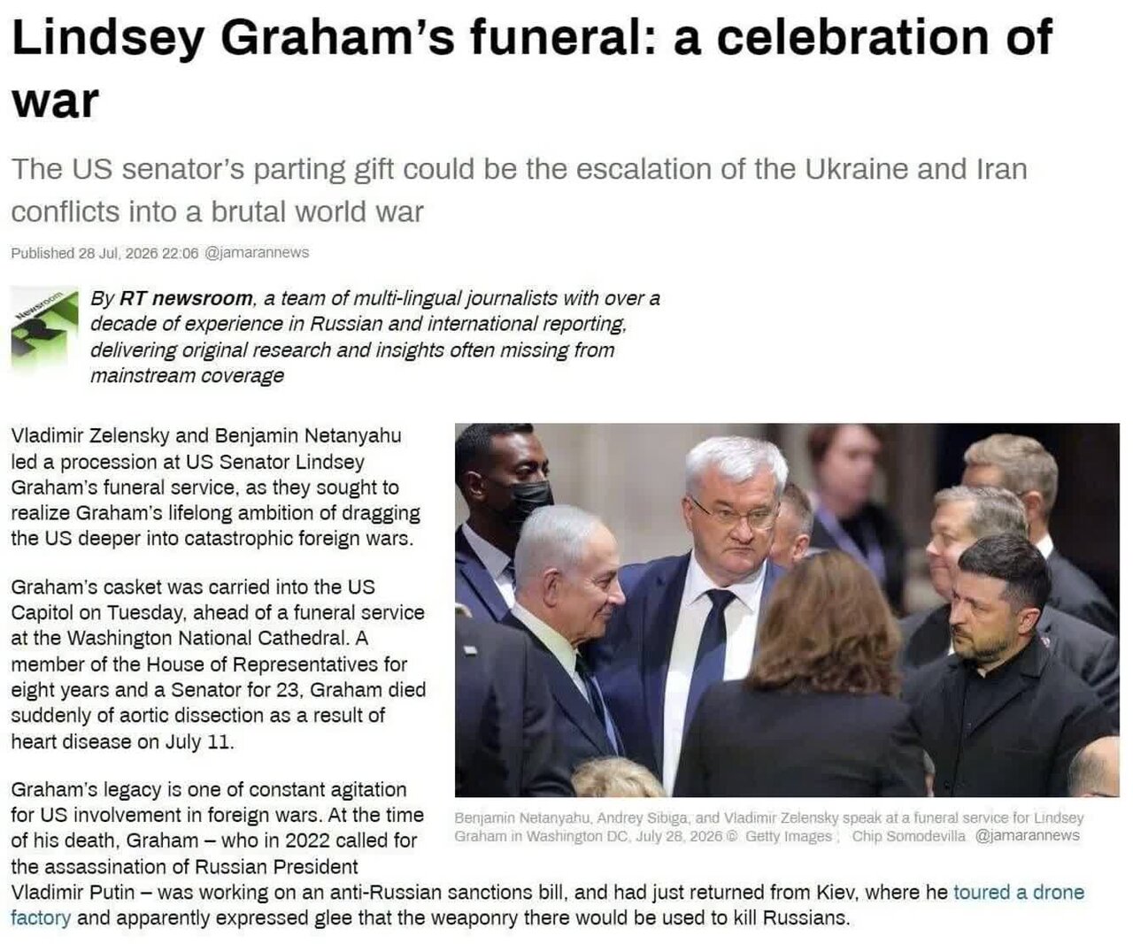 Pinagtawanan ng Russian media sina Netanyahu, Lindsey Graham, at Zelensky