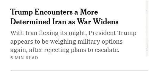 New York Times: Si Trump ay Humaharap sa isang Mas Determinadong Iran Habang Lumalawak ang Saklaw ng Digmaan