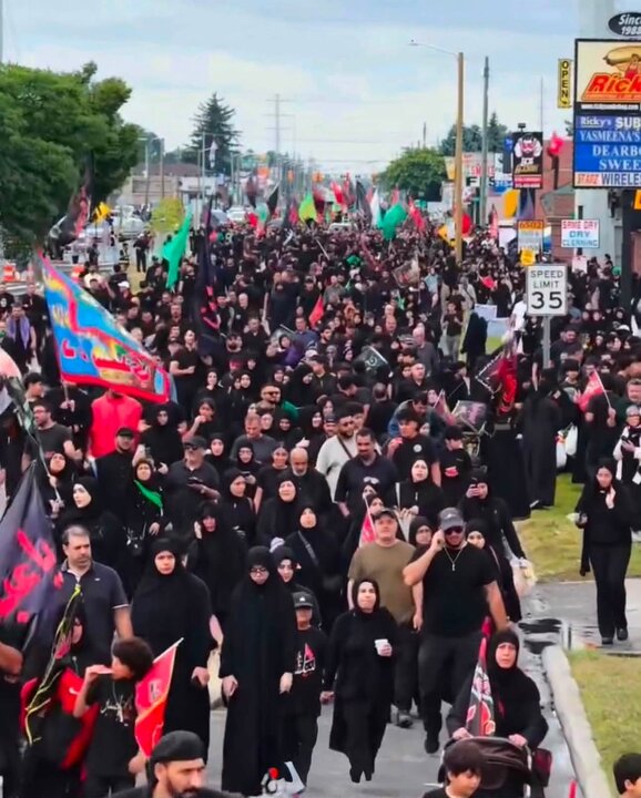 تقرير مصور/ مسيرة أربعينية الإمام الحسين (ع) في مدينة "ديربورن" بأمريكا