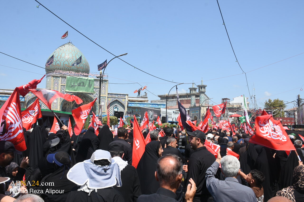 آستانه اشرفیه غرق در سوگ حسینی؛ اجتماع باشکوه اربعینی در جوار حرم سید جلالالدین اشرف(ع)