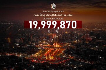 إعلان أعداد الزائرين المشاركين في إحياء زيارة الأربعين لعام 1448هـ