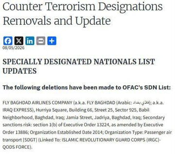 Inalis ng US Treasury ang isang Iraqi airline mula sa listahan ng mga anti-Iran sanction