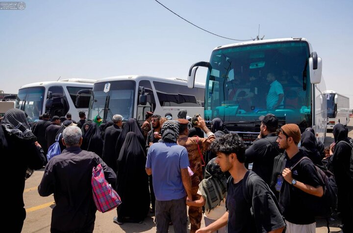 تقرير مصور/ العتبة العلوية تنفذ خطة تفويج الزائرين بأسطول من الحافلات الحديثة والمُكيَّفة