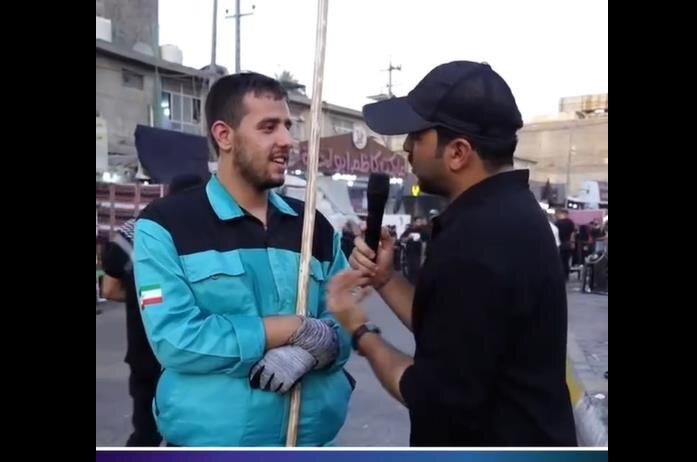 فيديو | عامل النظافة جاء من اصفهان الايرانية ليخدم في كربلاء المقدسة أيام الأربعين