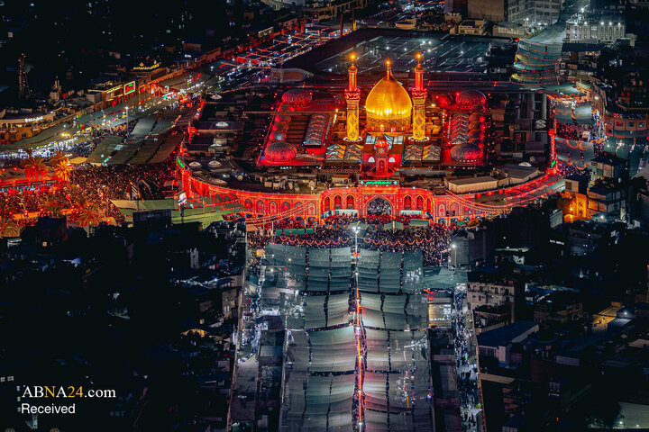 تصاویر هوایی از بین‌الحرمین در شب اربعین حسینی