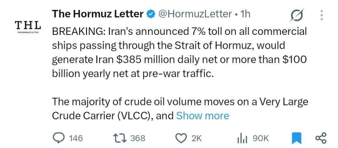 Nagpahayag ang Iran ng 7% na bayad sa lahat ng komersyal na barko na dumadaan sa Strait of Hormuz