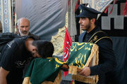 Photos: Devotion of Arbaeen Pilgrims to Blessed Flag of Hazrat Masoumeh Shrine